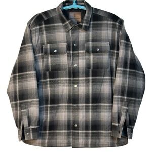 Free Country Plaid Quilt Lined Flannel Shirt‎ Black Gray Lumberjack Shacket XXL